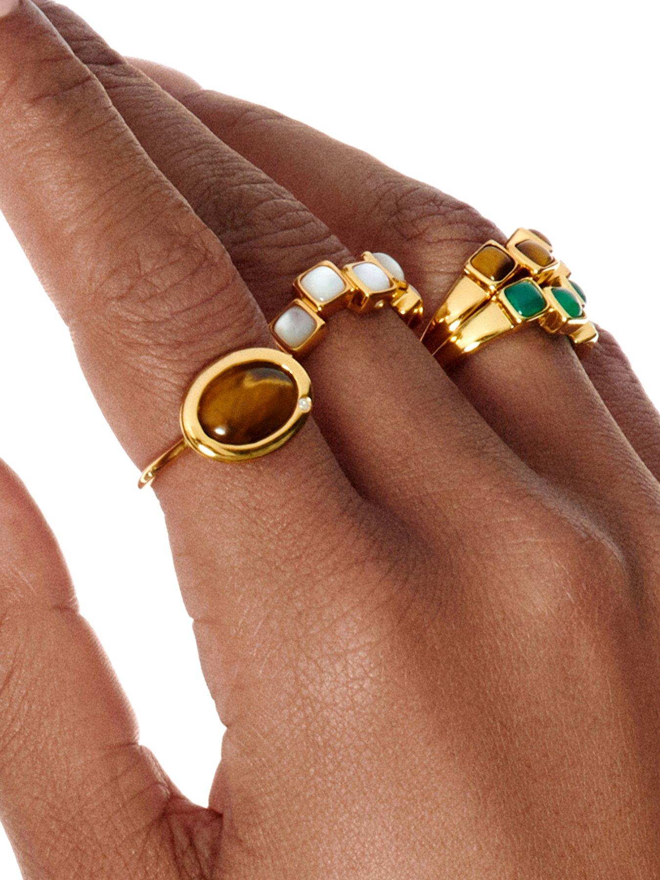 Image 4 of 4 of Hot Diamonds HDXGEM Square Stepped Ring - Mother of Pearl