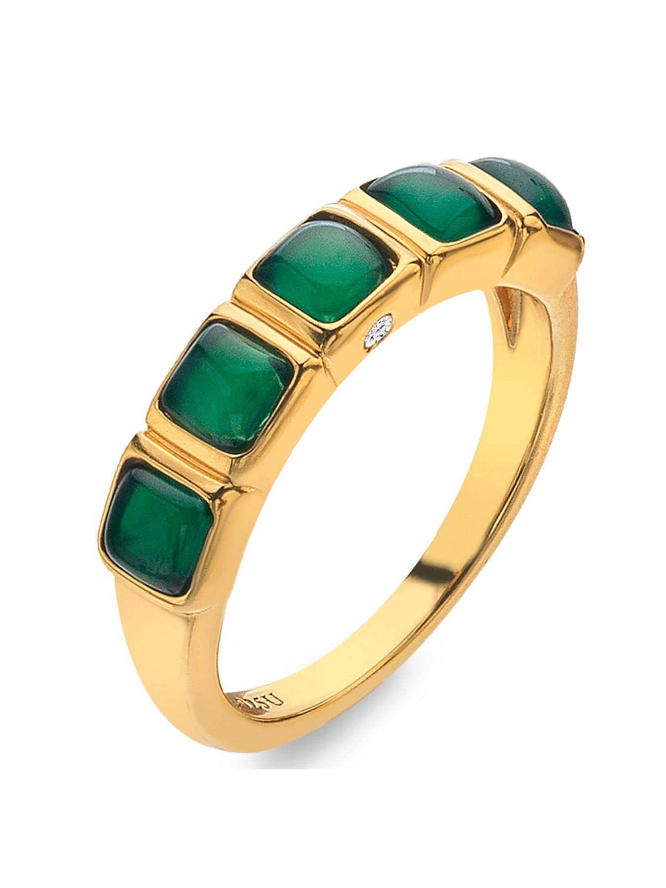 Product photograph of Hot Diamonds Hdxgem Square Ring - Green Agate from very.co.uk