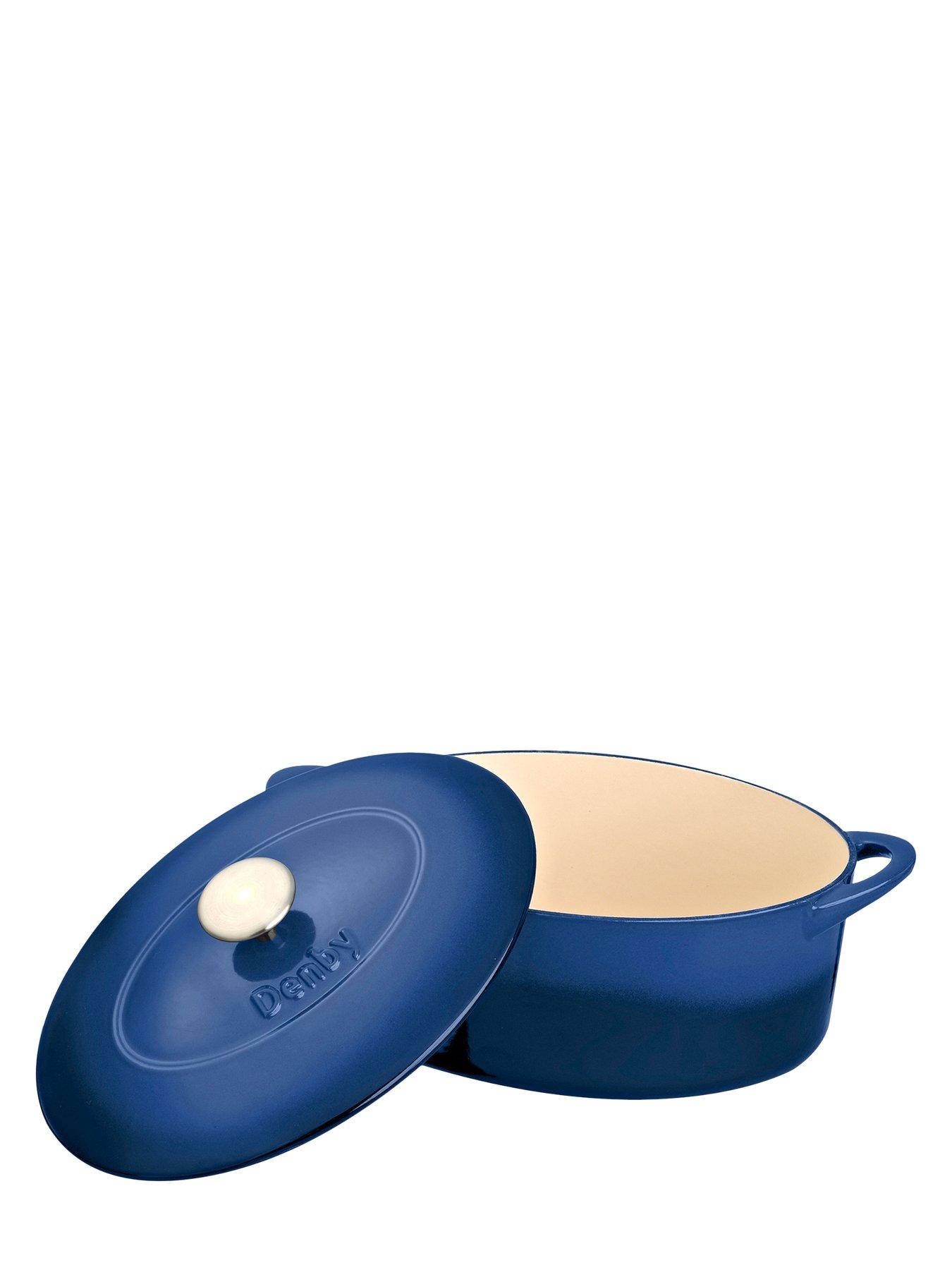 Image 3 of 4 of Denby Cast Iron 28 cm Oval Casserole Pot in Cobalt Blue