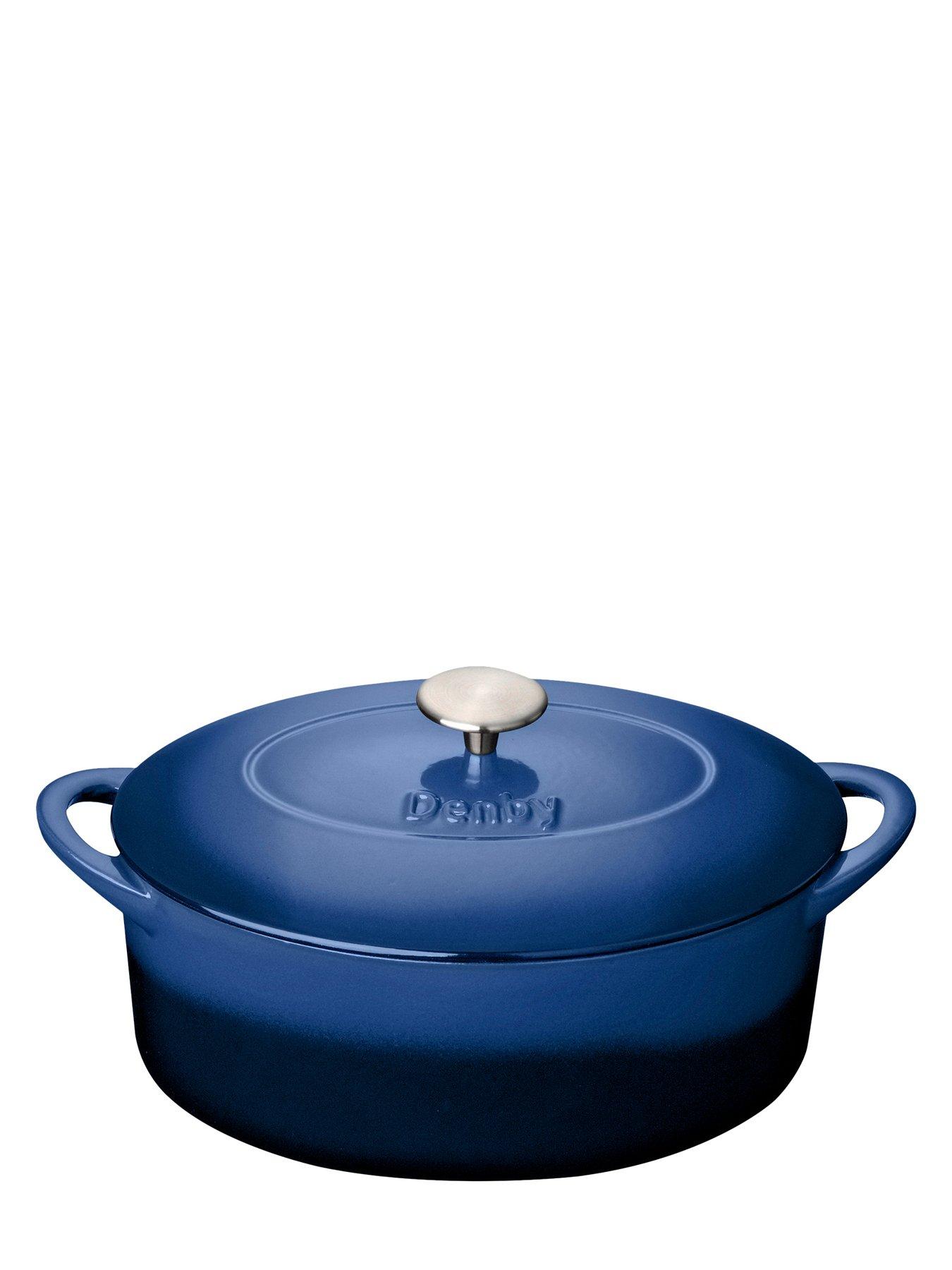 Image 4 of 4 of Denby Cast Iron 28 cm Oval Casserole Pot in Cobalt Blue