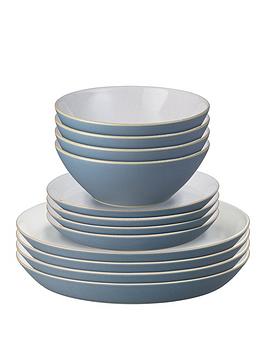 Product photograph of Denby Impression 12-piece Tableware Set In Blue from very.co.uk