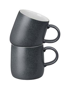 Product photograph of Denby Impression Set Of 2 Small Mugs - Charcoal from very.co.uk