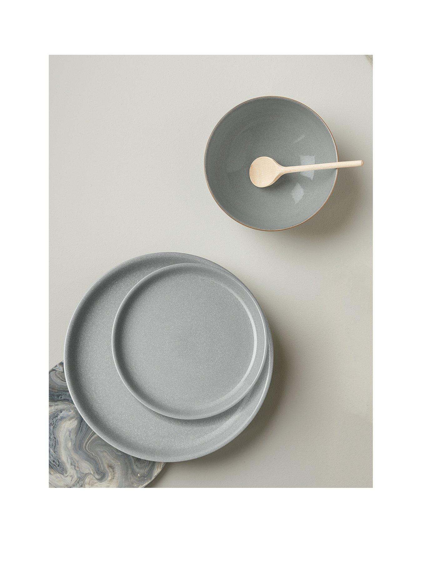 Denby Elements 12-Piece Coupe Dinner Service Set – Light Grey Very