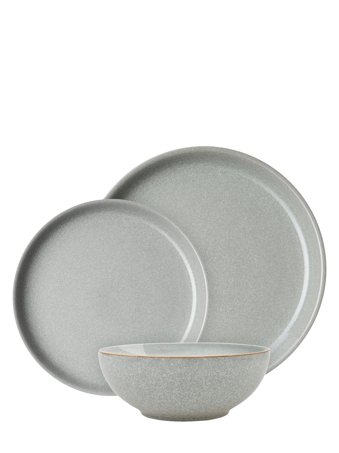 Denby Elements Set of 4 Coupe Dinner Plates in Stone White | Littlewoods