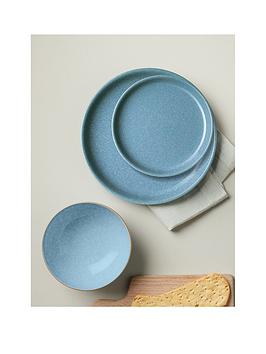 Product photograph of Denby Elements 12-piece Coupe Dinner Service Set Ndash Blue from very.co.uk