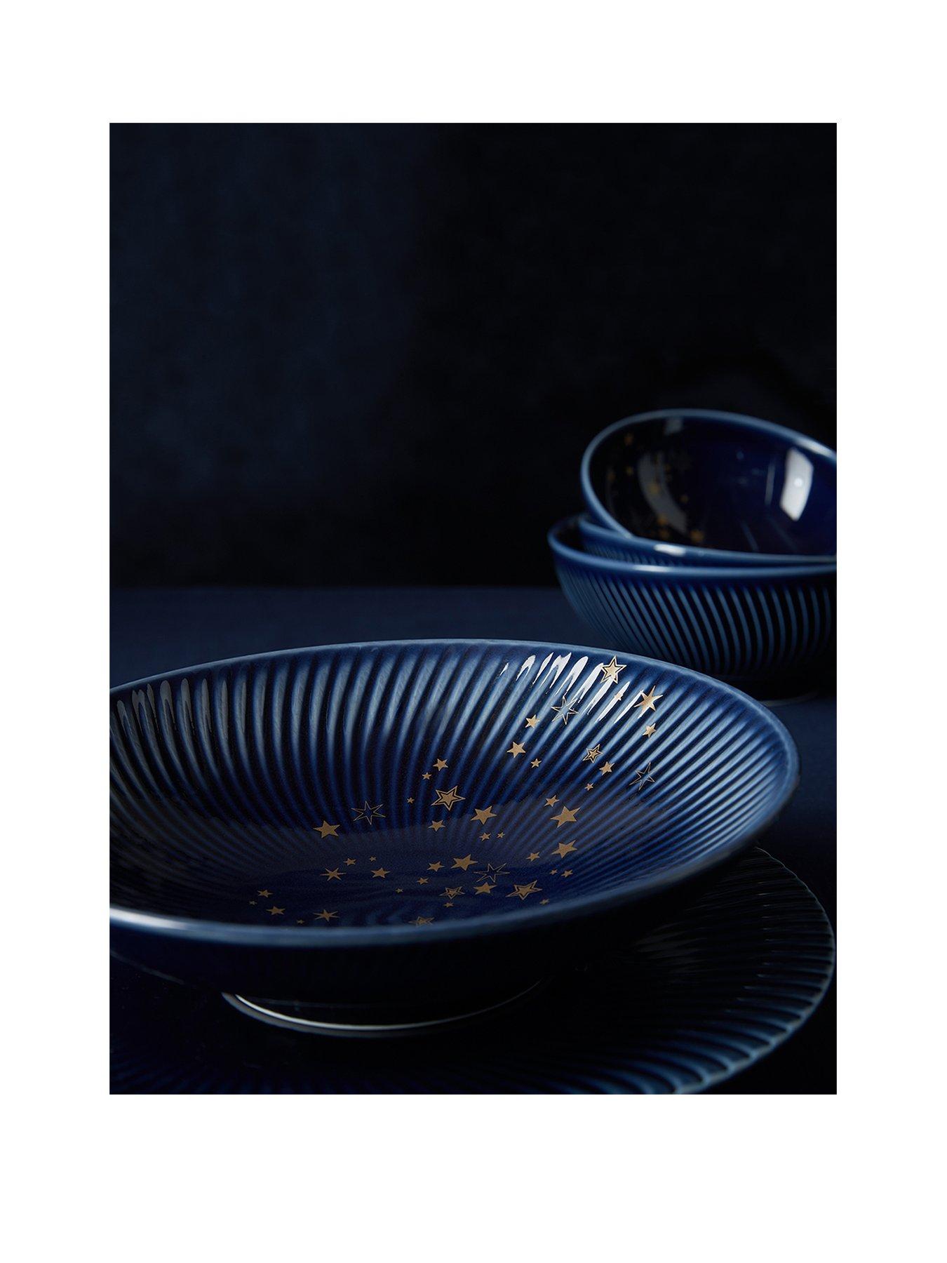 undefined Porcelain Stars Pasta Bowls in Blue – Set of 2