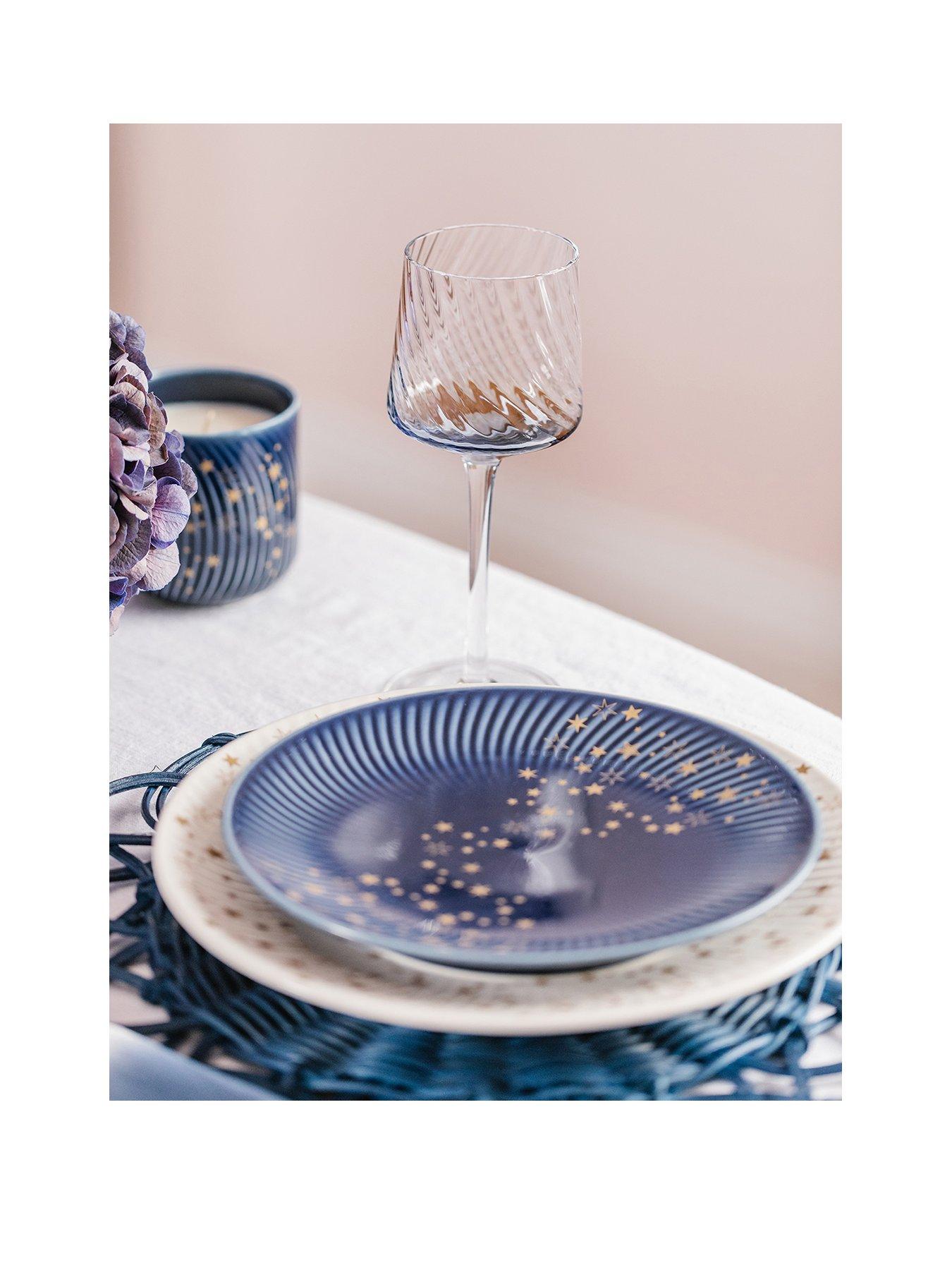 Product photograph of Denby Porcelain Stars Medium Plates In Blue Ndash Set Of 2 from very.co.uk