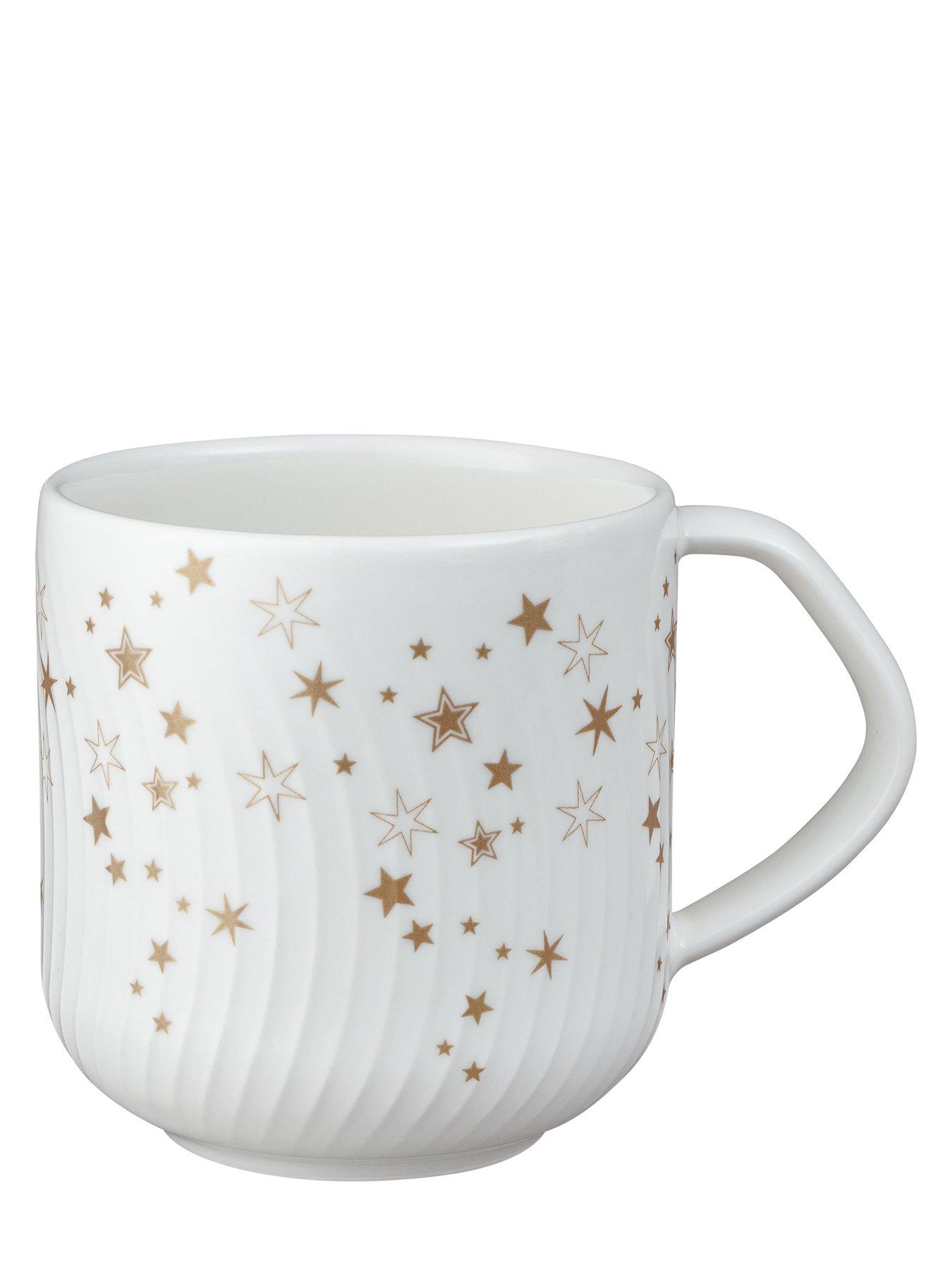 Image 3 of 5 of Denby Porcelain Stars Mugs in White &ndash; Set of 2