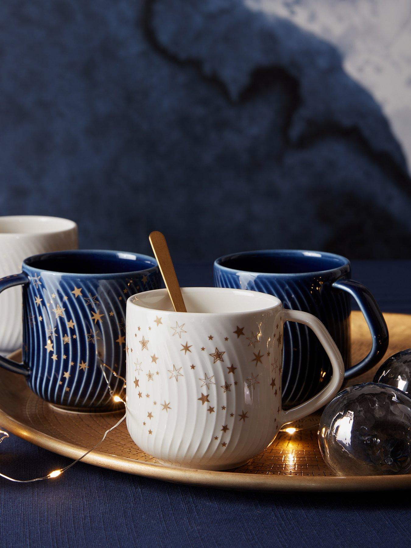 Image 5 of 5 of Denby Porcelain Stars Mugs in White &ndash; Set of 2
