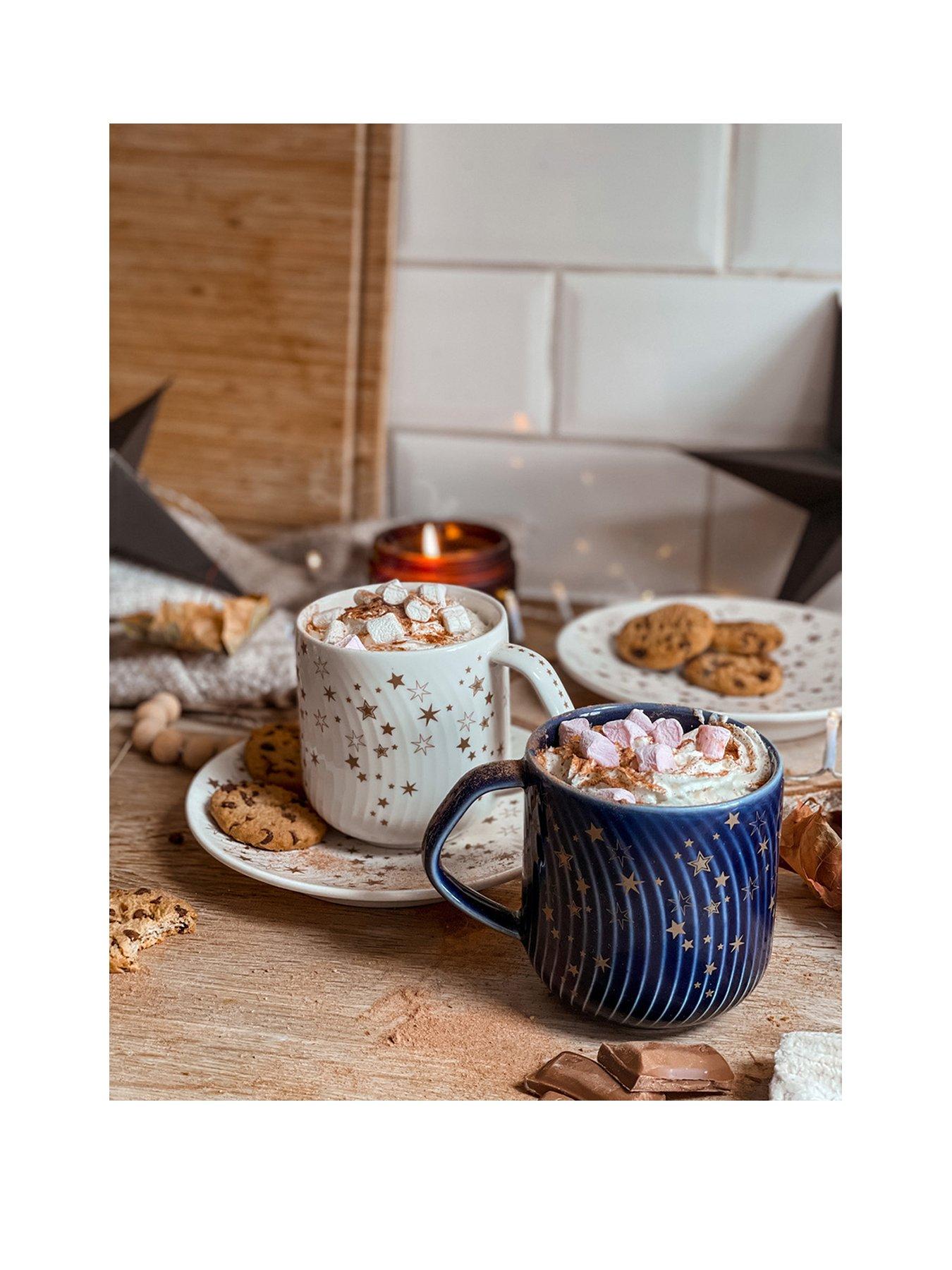undefined Porcelain Stars Mugs in Blue – Set of 2