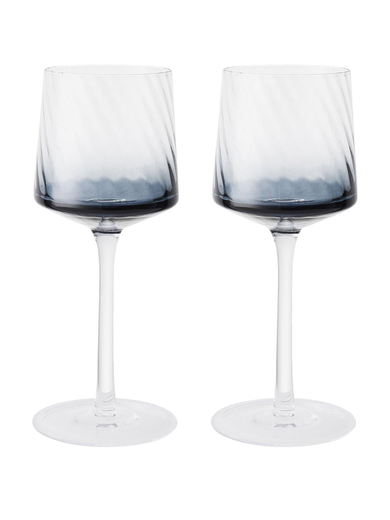 Product photograph of Denby Contemporary Fluted Blue Set Of 2 Wine Glasses from very.co.uk