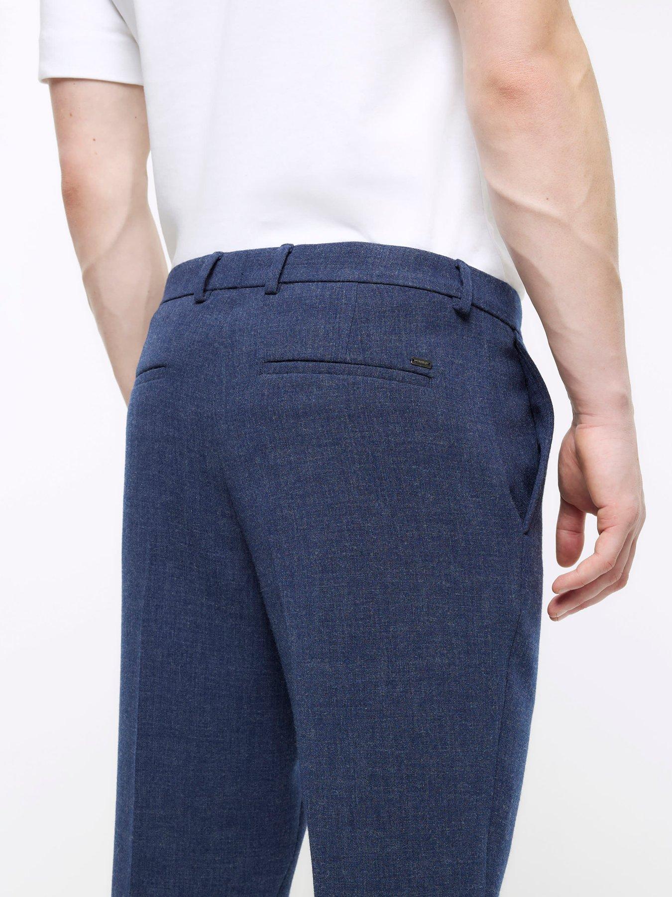 River Island Texture Ponte Trouser - Navy | Very.co.uk