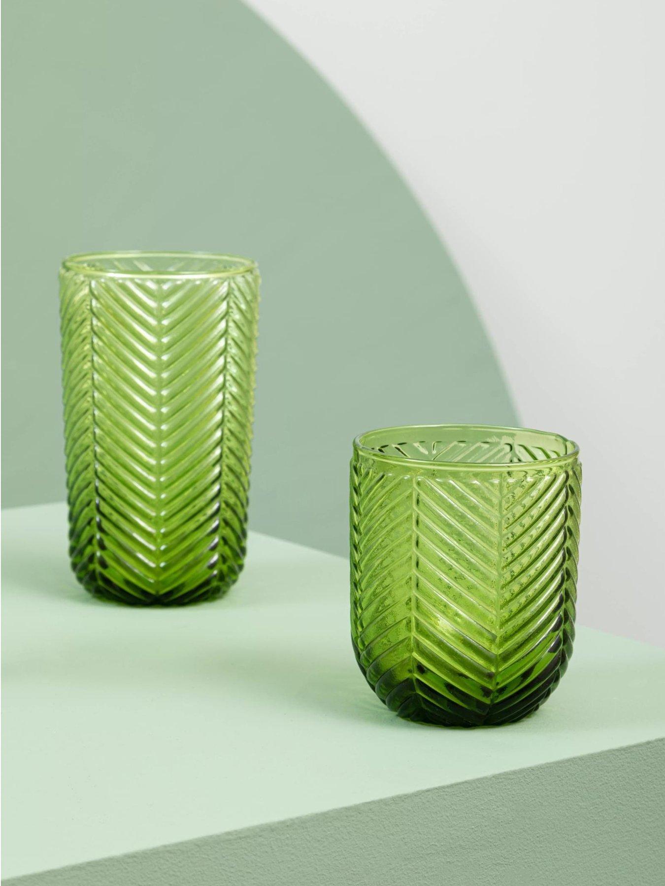 Product photograph of Premier Housewares Fleur Set Of Four Green Tumblers from very.co.uk