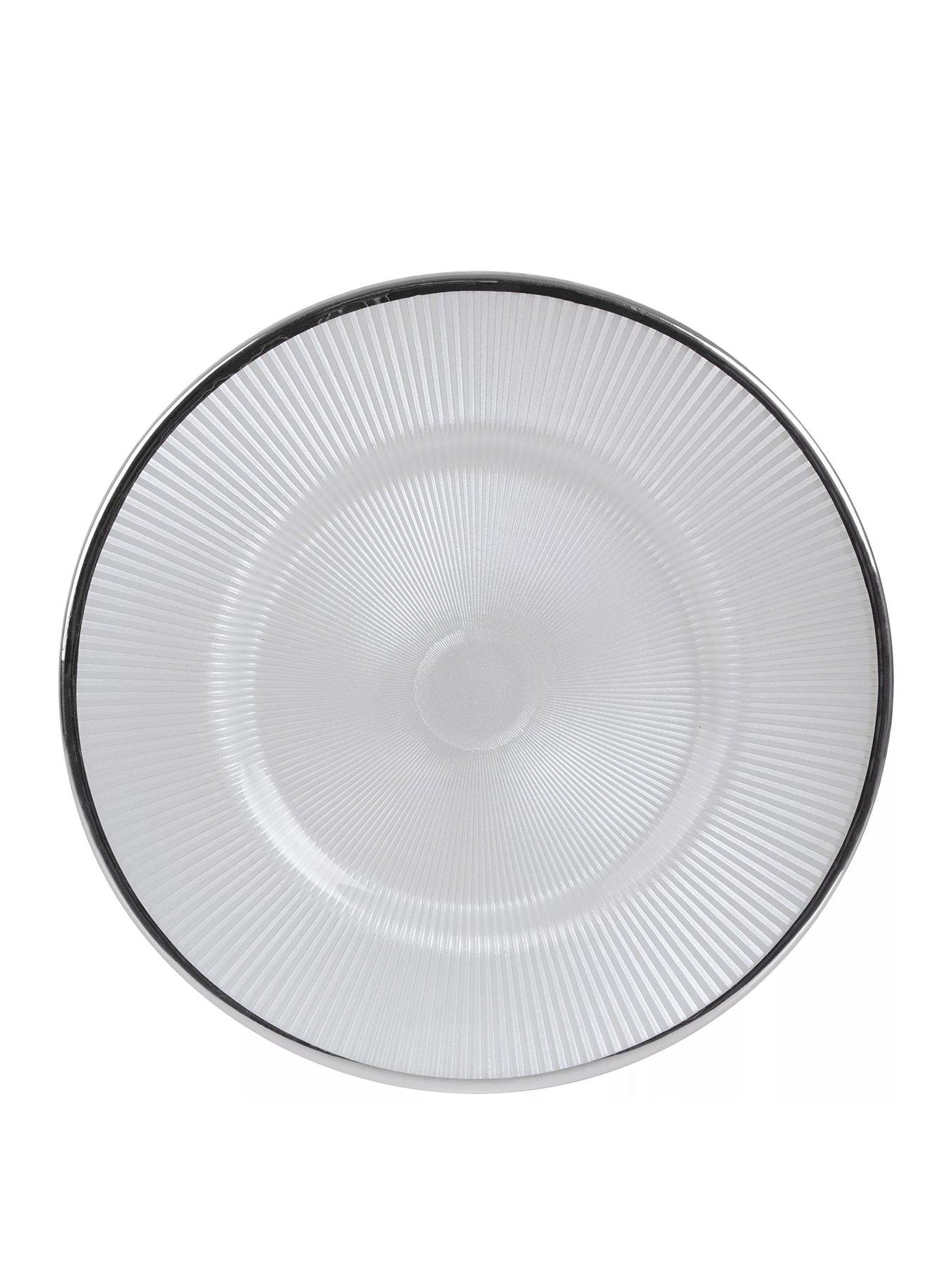 Product photograph of Premier Housewares Set Of 4 Embossed White Glass Dinner Plates from very.co.uk