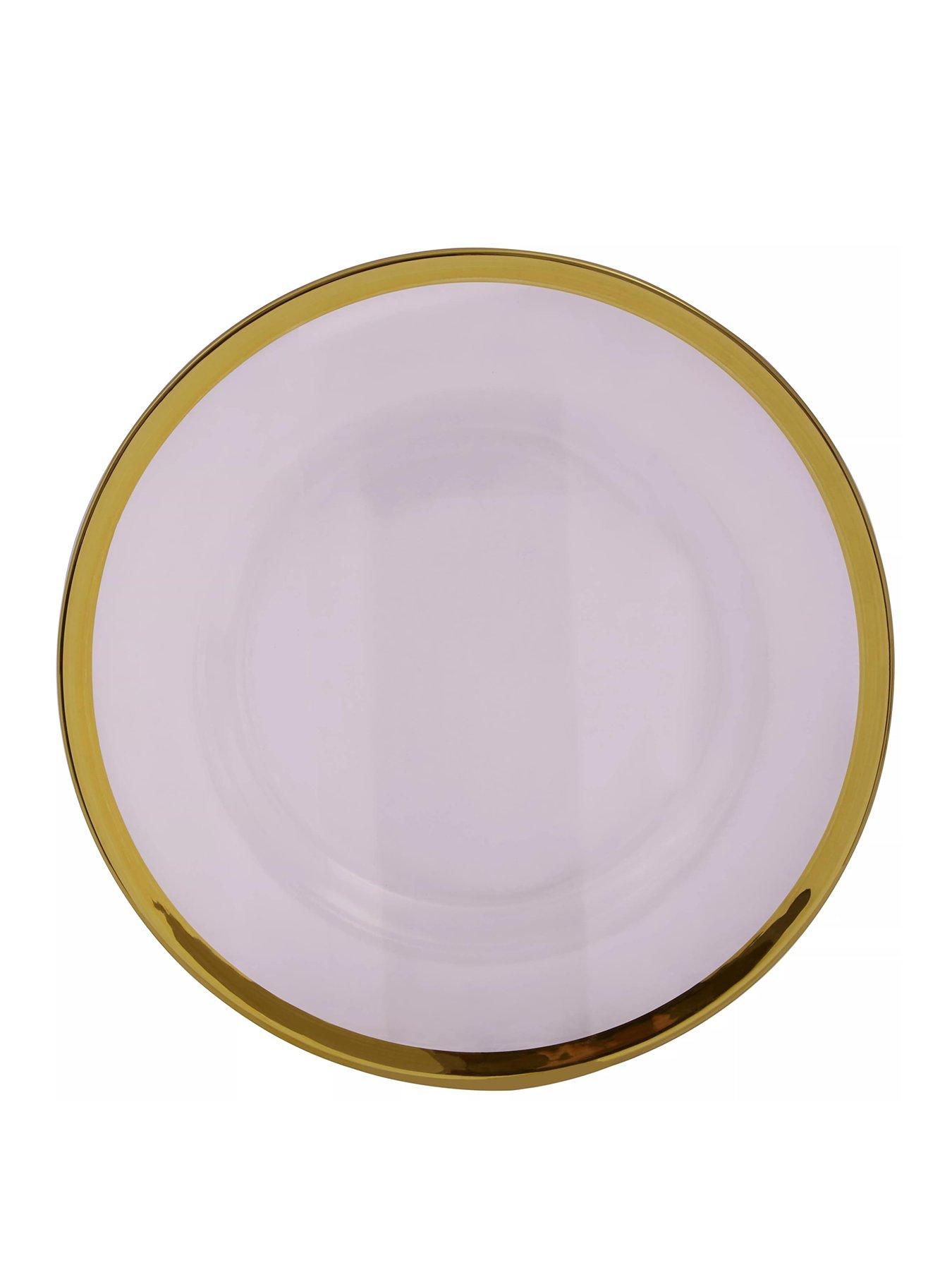 undefined Ida Set of Four 27 cm Glass Dinner Plates with Gold Rim