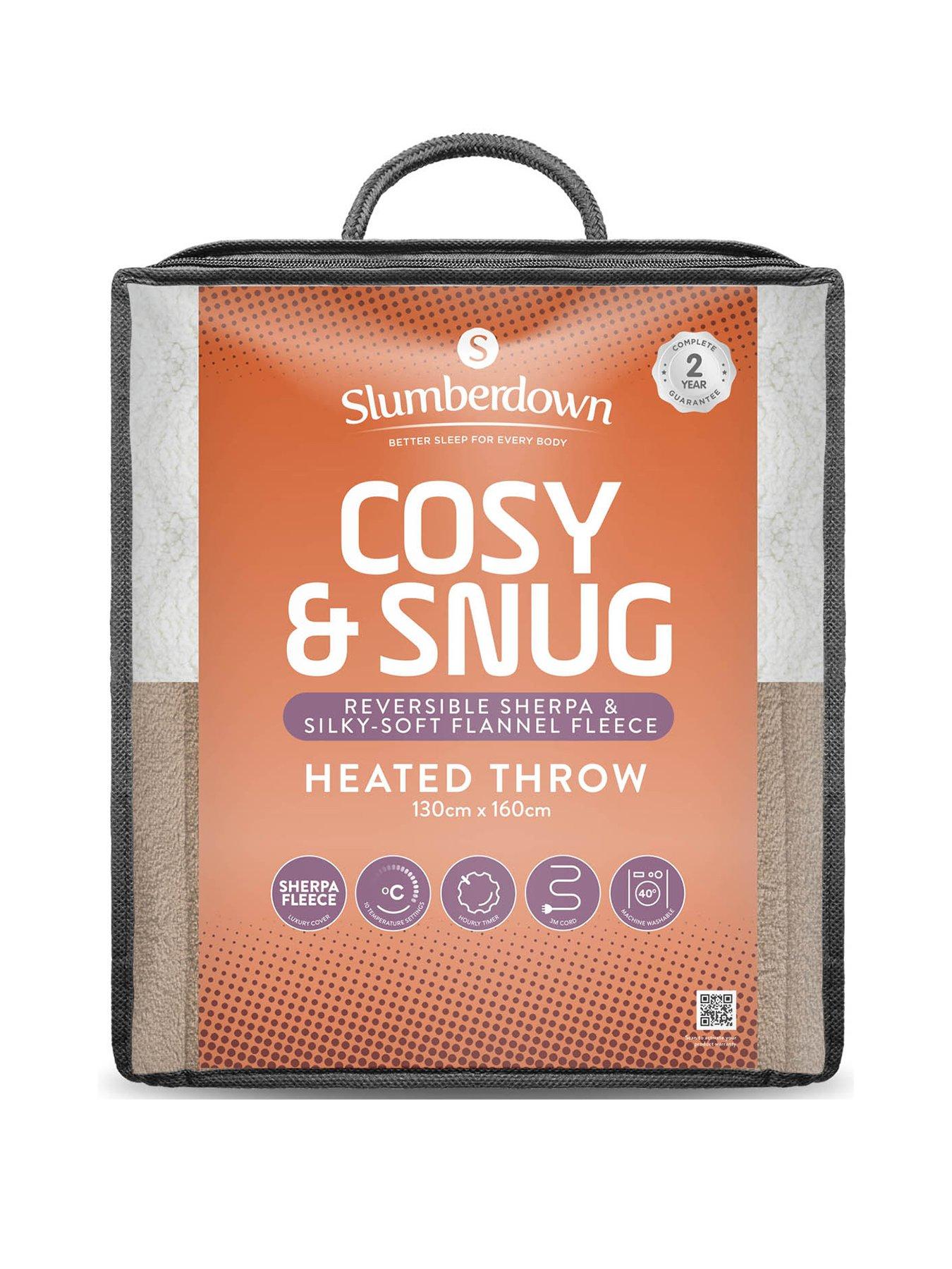 Product photograph of Slumberdown Cosy Amp Snug Sherpa Fleece Heated Throw - Natural from very.co.uk