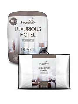 Product photograph of Snuggledown Of Norway Luxurious Hotel 10 5 Tog Duvet And 4 Pillows Bundle - White from very.co.uk