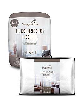Product photograph of Snuggledown Of Norway Luxurious Hotel 13 5 Tog Duvet And 4 Pillows Bundle - White from very.co.uk