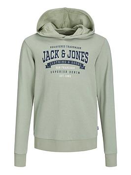jack & jones junior boys logo 2 colour sweat hoody - desert sage