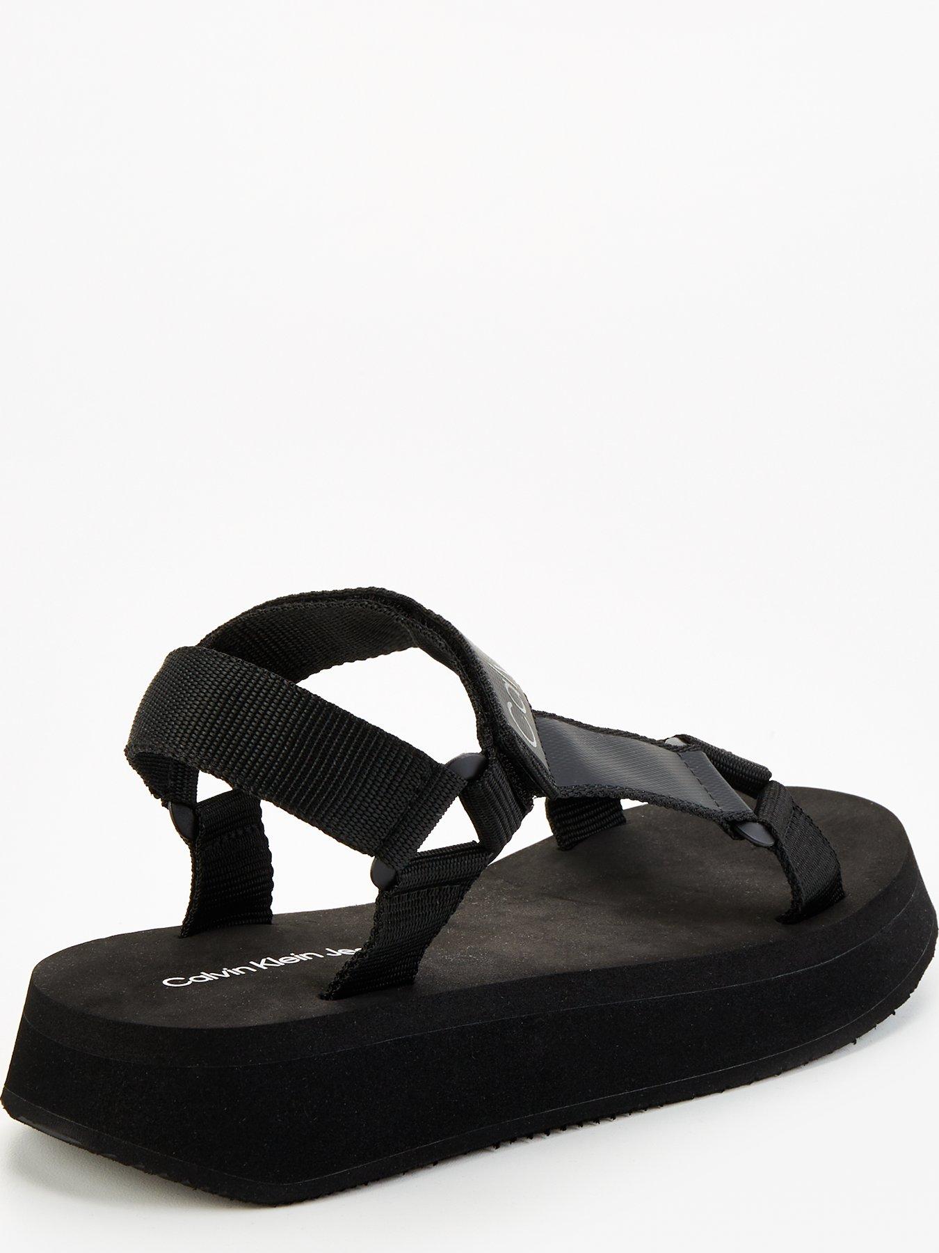 Calvin Klein Jeans Velcro Wedge Sandal - Black | Very.co.uk