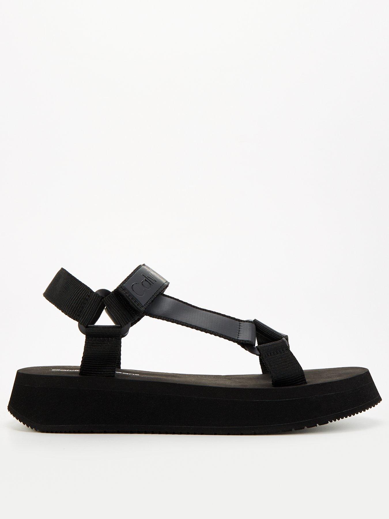 Calvin Klein Jeans Velcro Wedge Sandal - Black | Very.co.uk