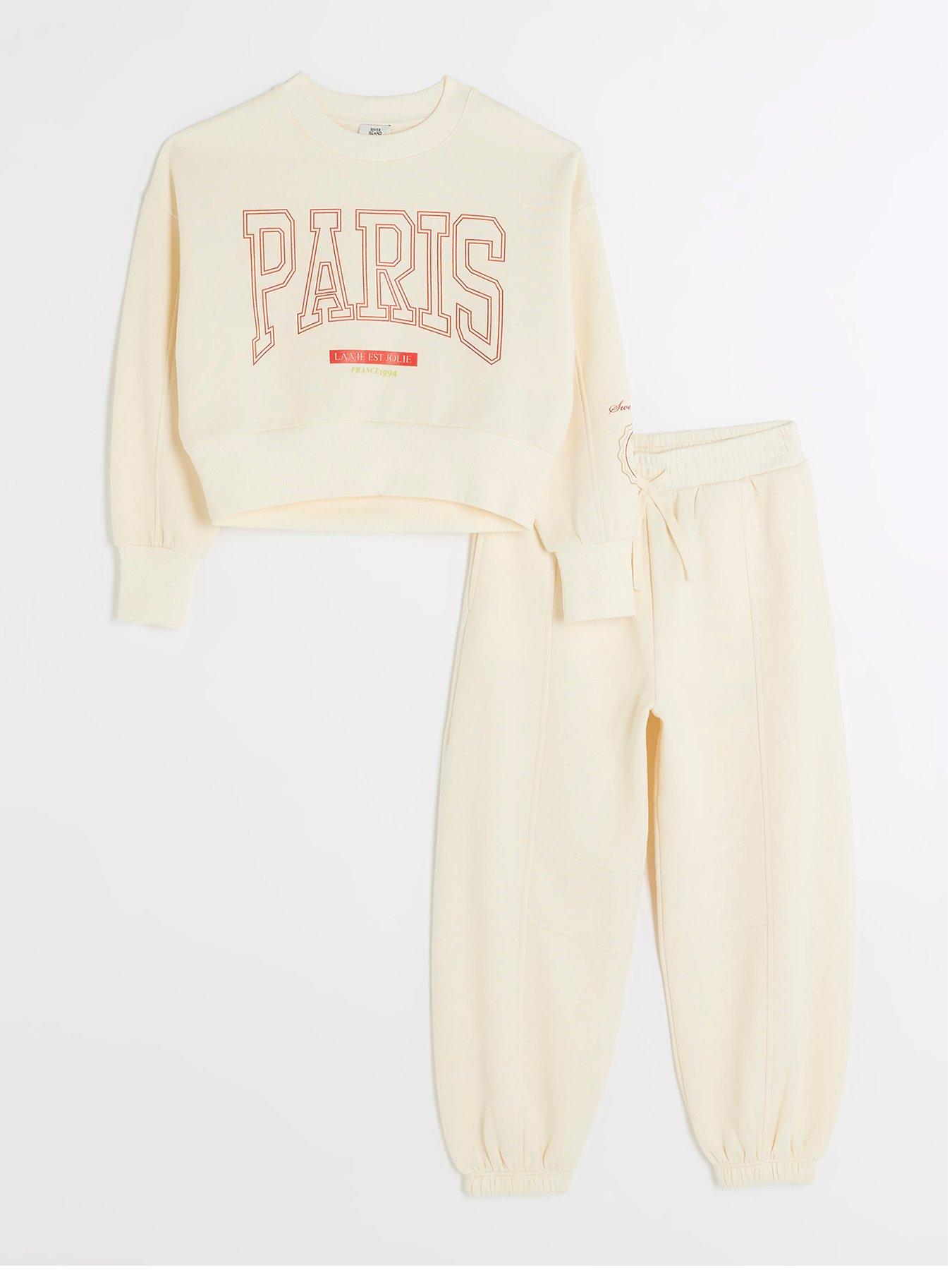 Girls Sweatshirt And Joggers Set Cream