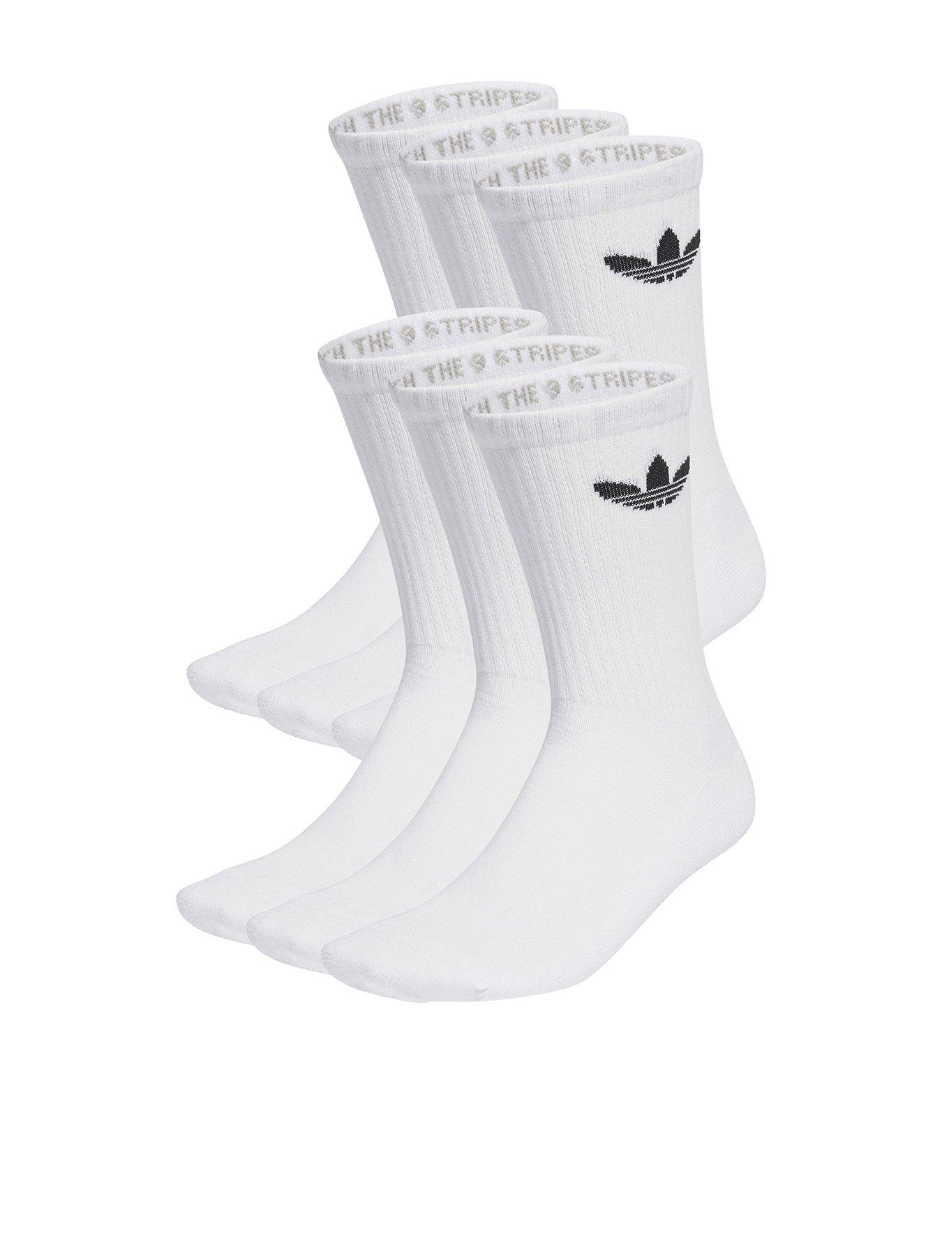 adidas Originals Men's Trefoil Cushioned Crew Sock 6 Pack - White