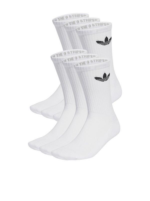 adidas Originals Men's Trefoil Cushioned Crew Sock 6 Pack - White ...
