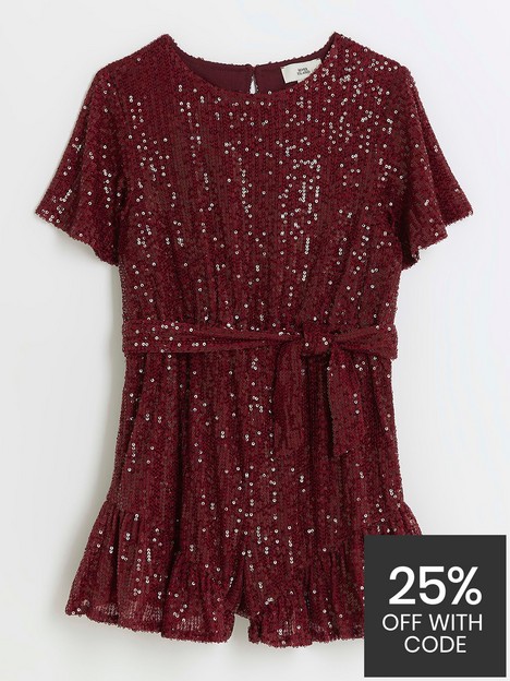 river-island-girls-sequin-belted-playsuit-red