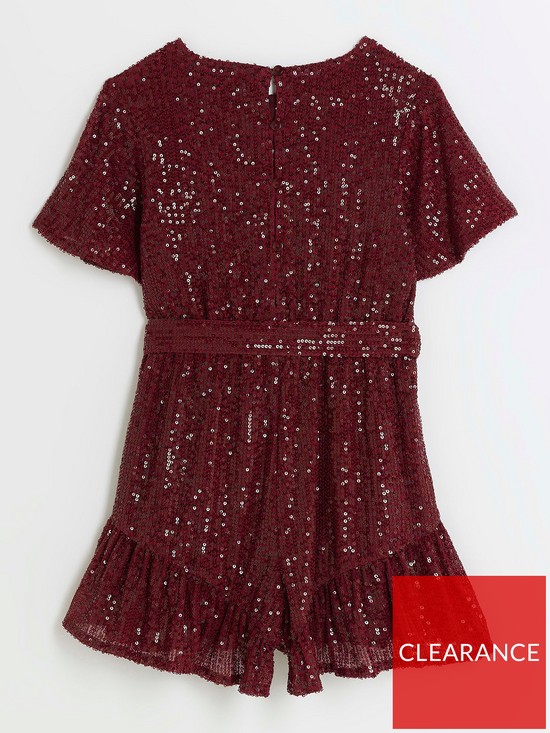 back image of river-island-girls-sequin-belted-playsuit-red