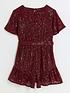  image of river-island-girls-sequin-belted-playsuit-red