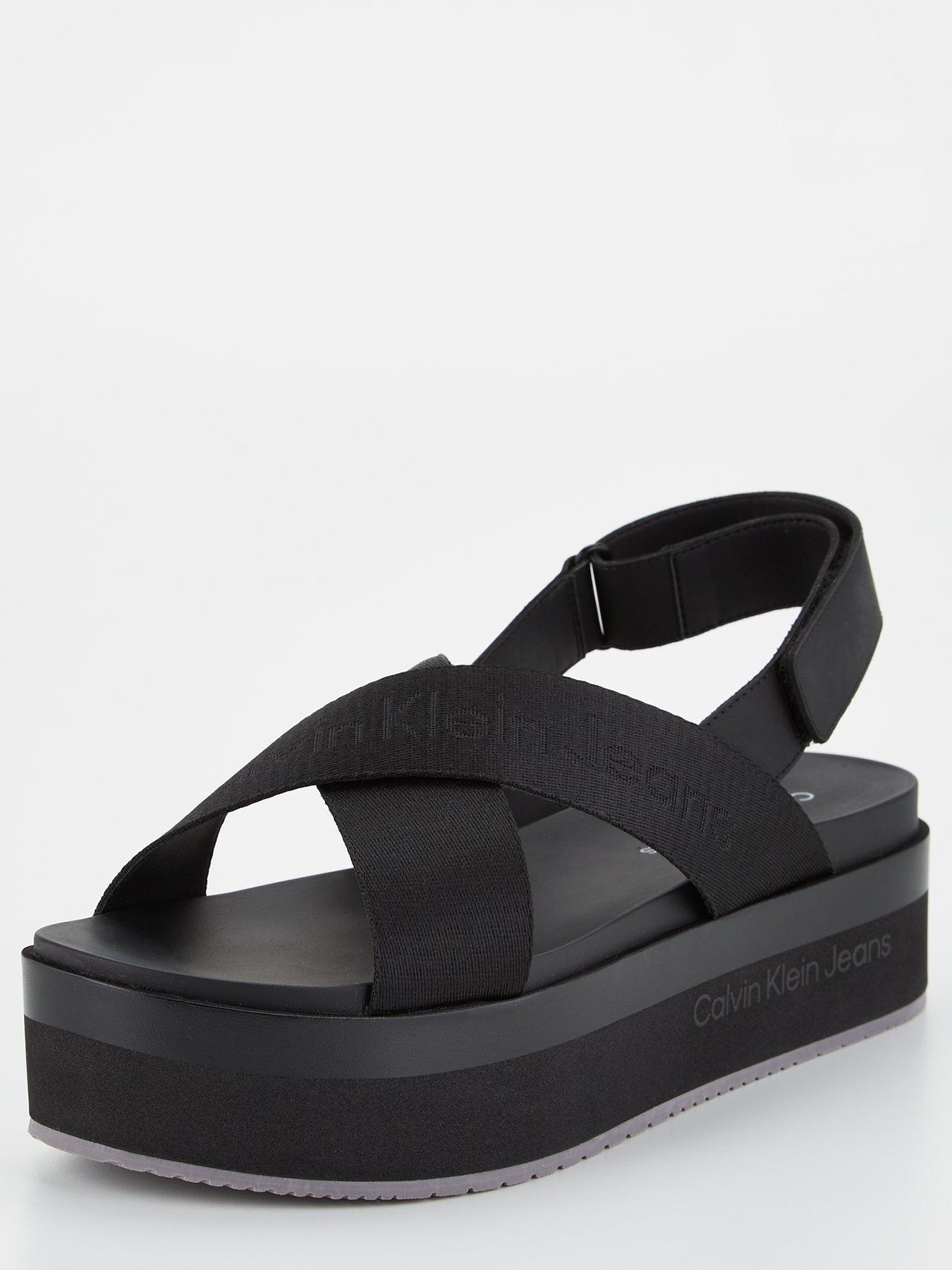 Calvin Klein Jeans Flatform Sandals - Black | Very.co.uk