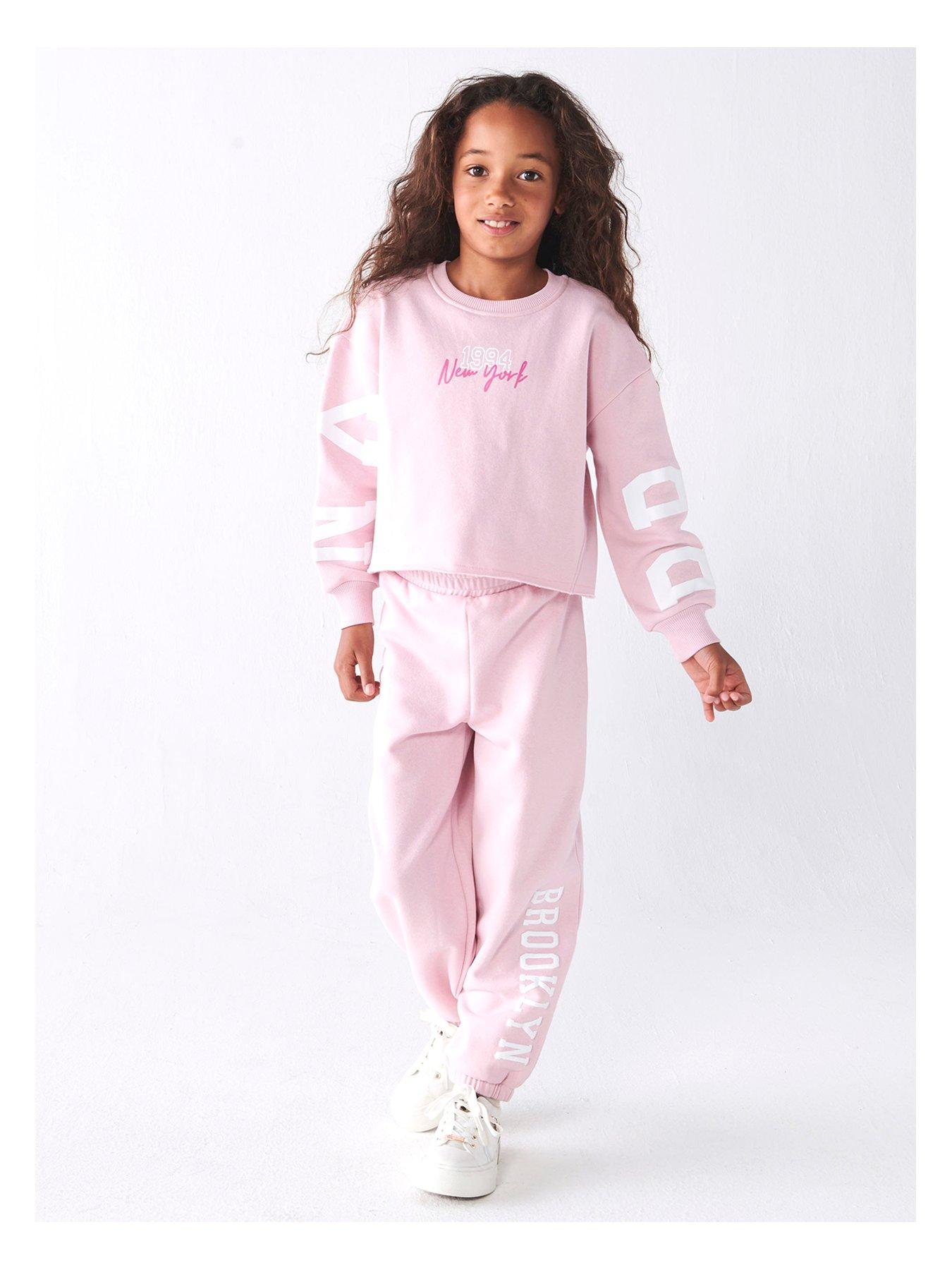 River Island Girls Sweatshirt And Joggers Set Pink very