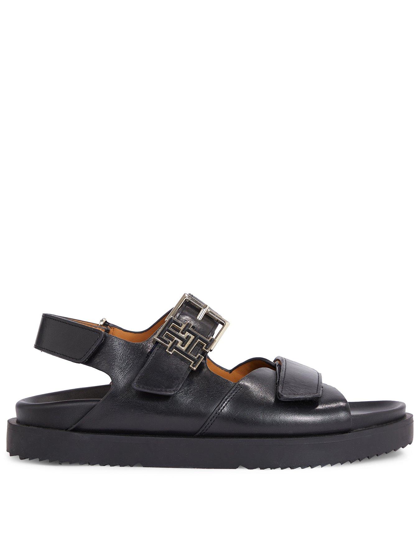 Tommy Hilfiger Leather Sporty Sandals - Black | Very.co.uk