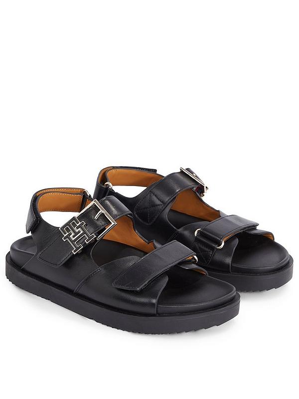 Tommy Hilfiger Leather Sporty Sandals - Black | Very.co.uk