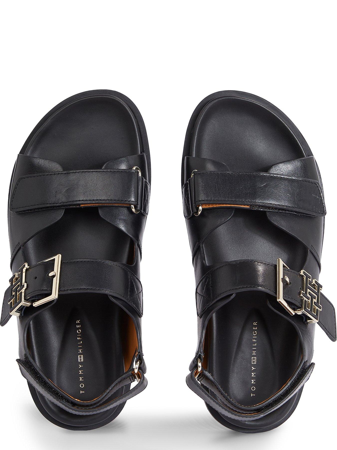 Tommy Hilfiger Leather Sporty Sandals - Black | Very.co.uk