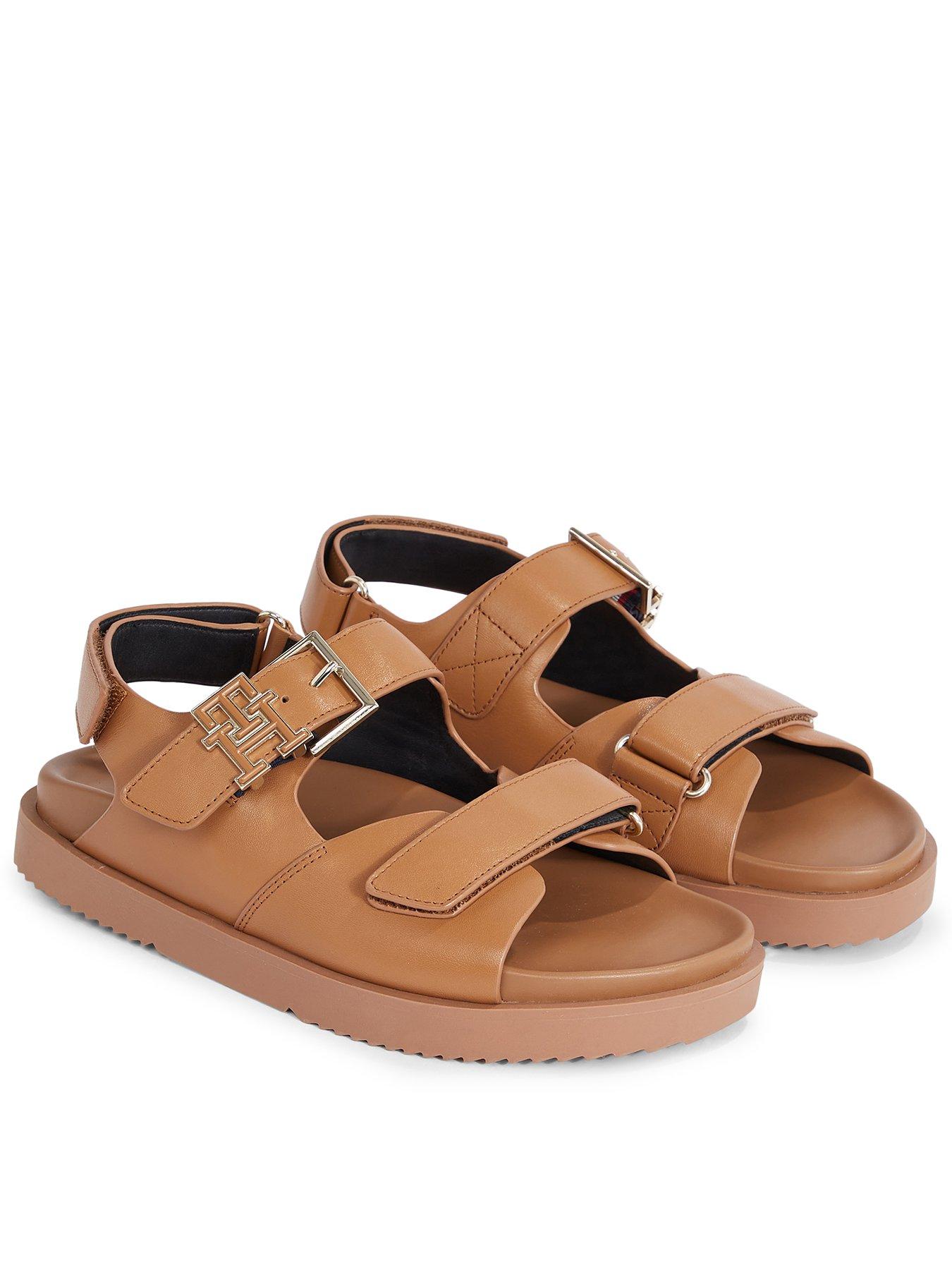 Leather Sporty Sandals Brown