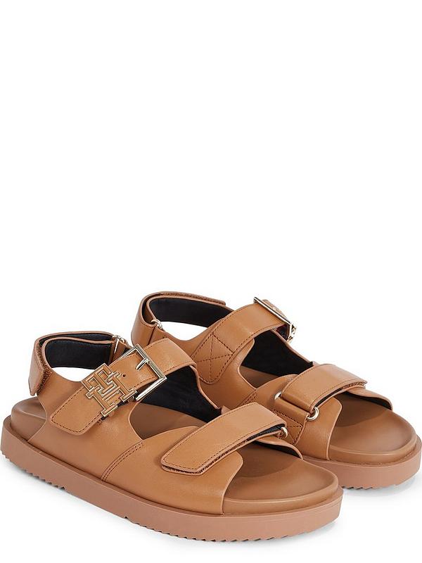 Tommy Hilfiger Leather Sporty Sandals - Brown | Very.co.uk