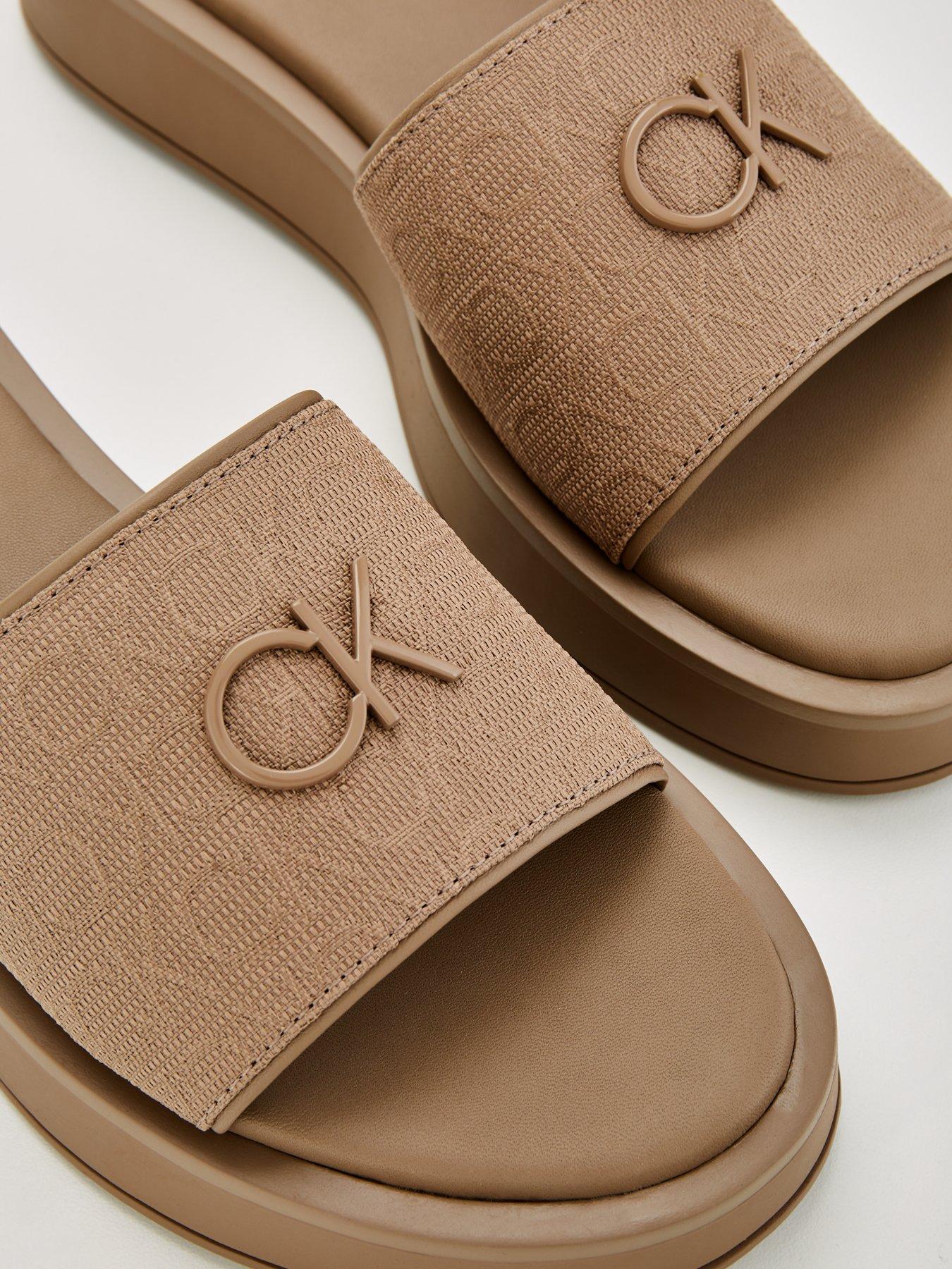 Calvin Klein Relock Flatform Slider Beige Very