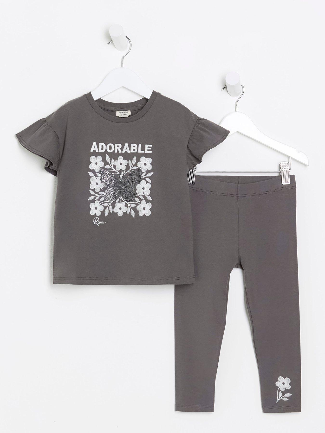 river-island-mini-mini-girl-butterfly-t-shirt-set-grey