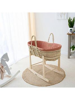 Product photograph of Clair De Lune Palm Moses Basket With Rocking Stand - Rust from very.co.uk