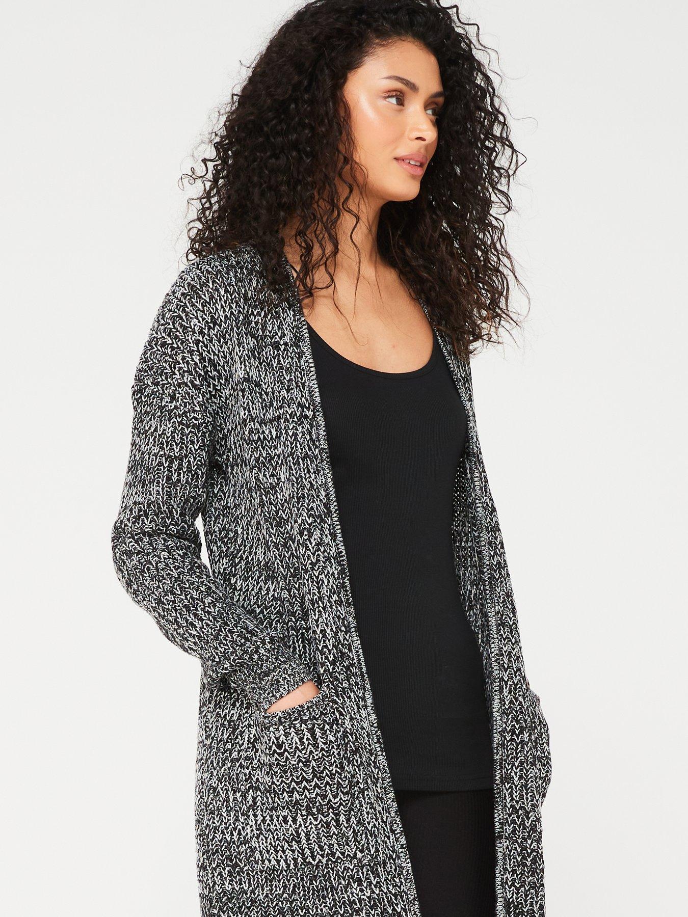 Brave Soul Maxi Length Knitted Cardigan - Black | Very.co.uk