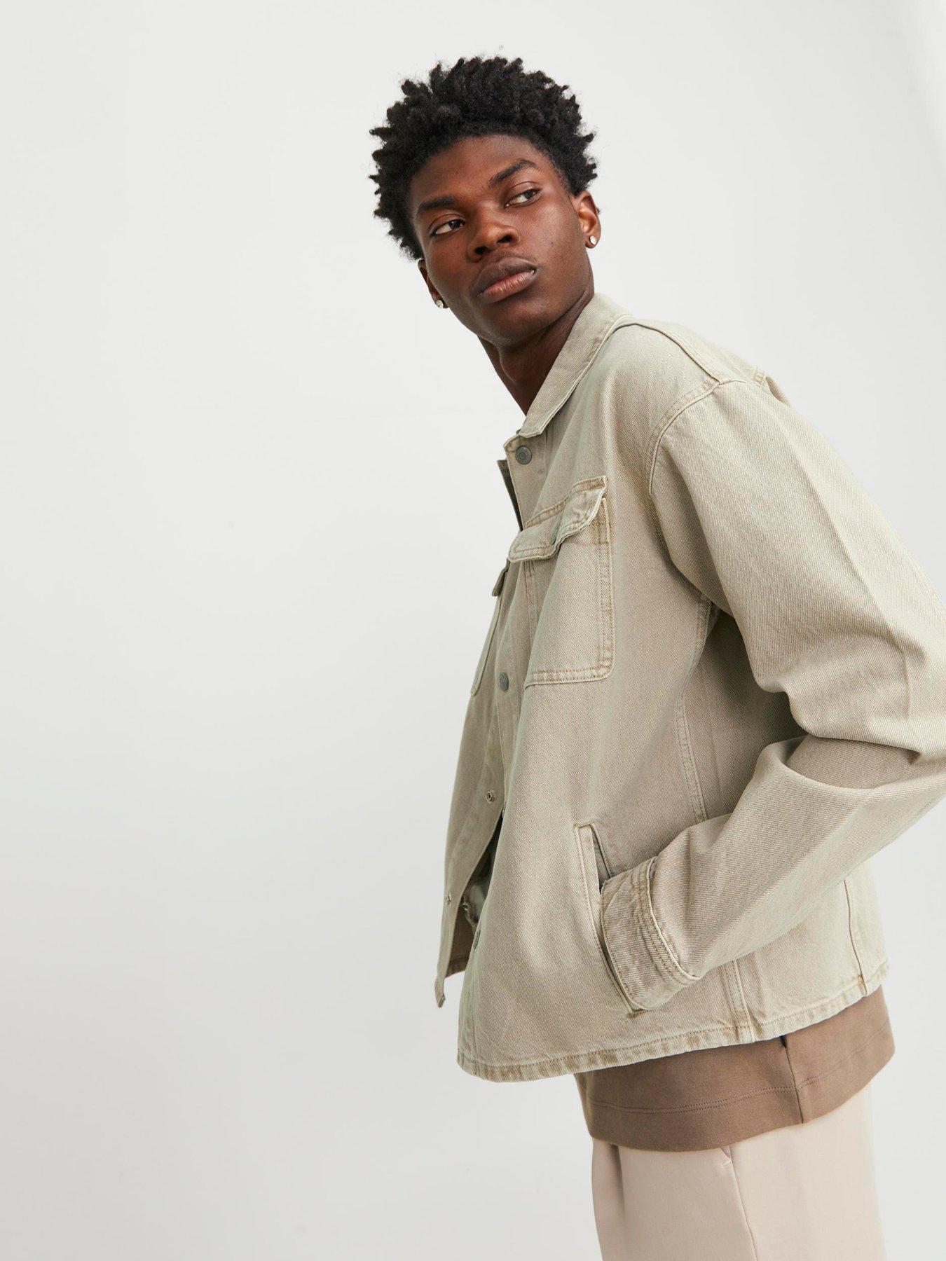 Image 4 of 6 of Jack & Jones Jack &amp; Jones Two Pocket Denim Overshirt - Beige