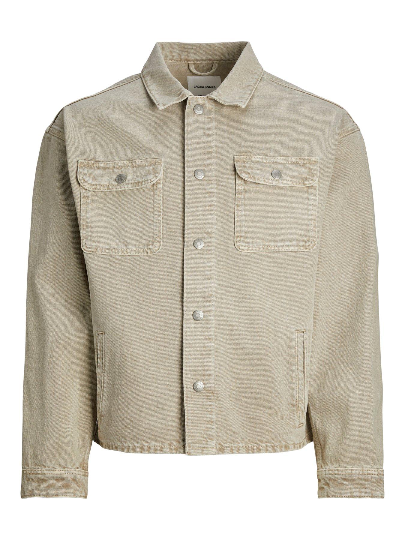 Image 6 of 6 of Jack & Jones Jack &amp; Jones Two Pocket Denim Overshirt - Beige