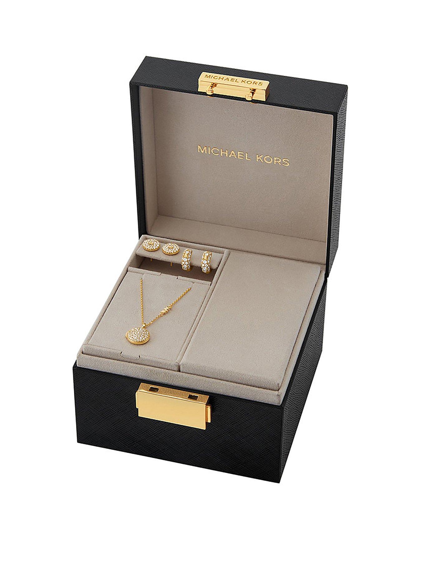 Product photograph of Michael Kors 3 Piece Earring Amp Necklace Jewellery Box Gift Set from very.co.uk