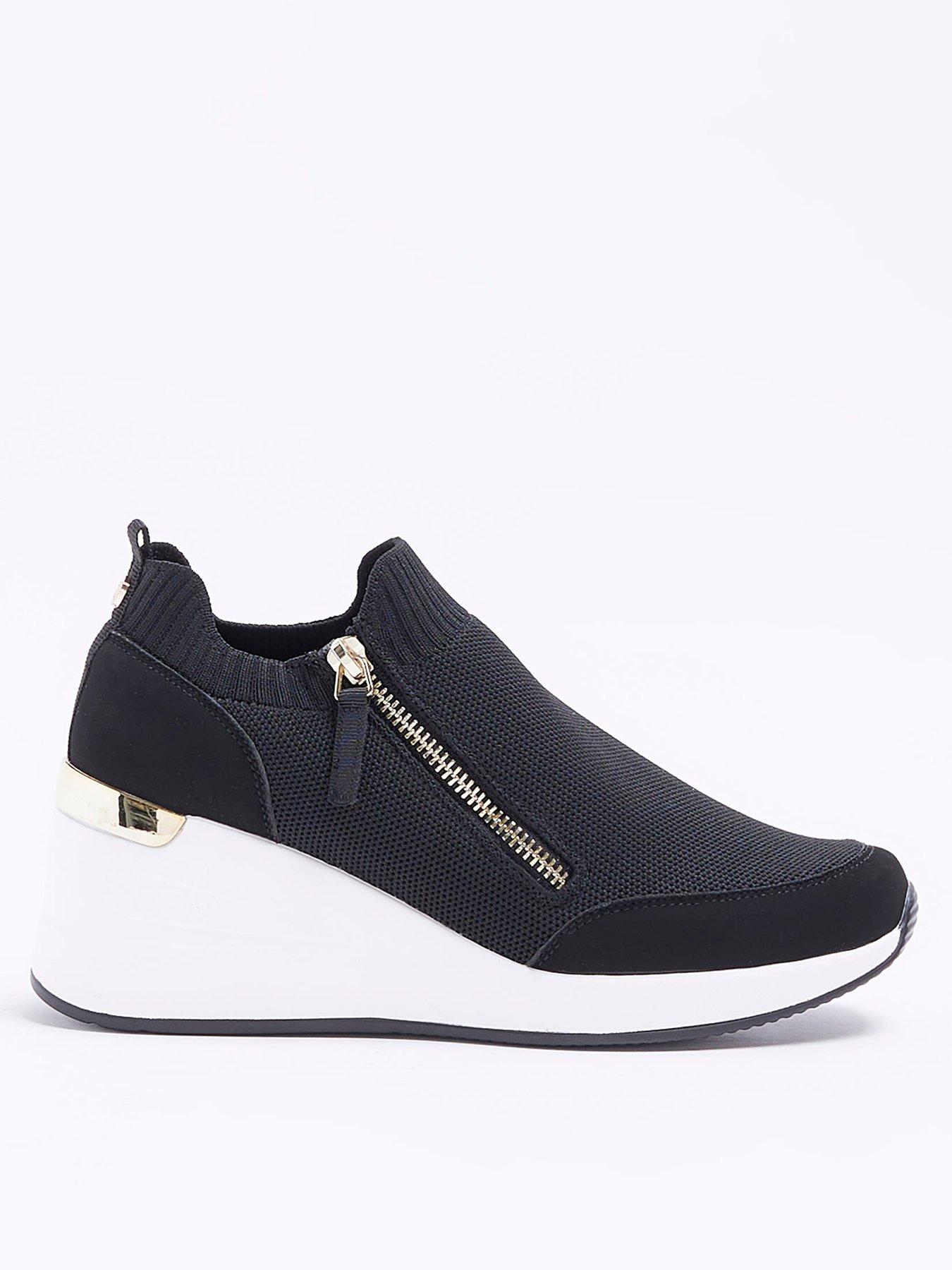 River Island Wide Fit Zip Wedge Runner Black Very