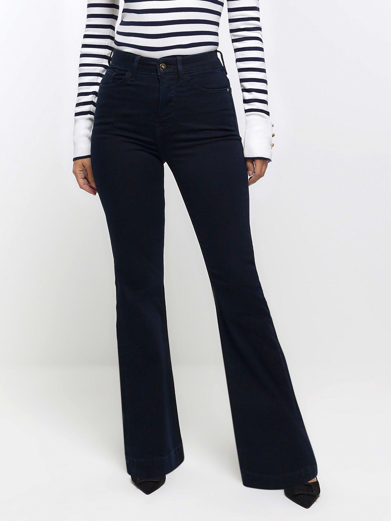 Buy River Island Blue High Rise Tummy Hold Flared Jeans from the