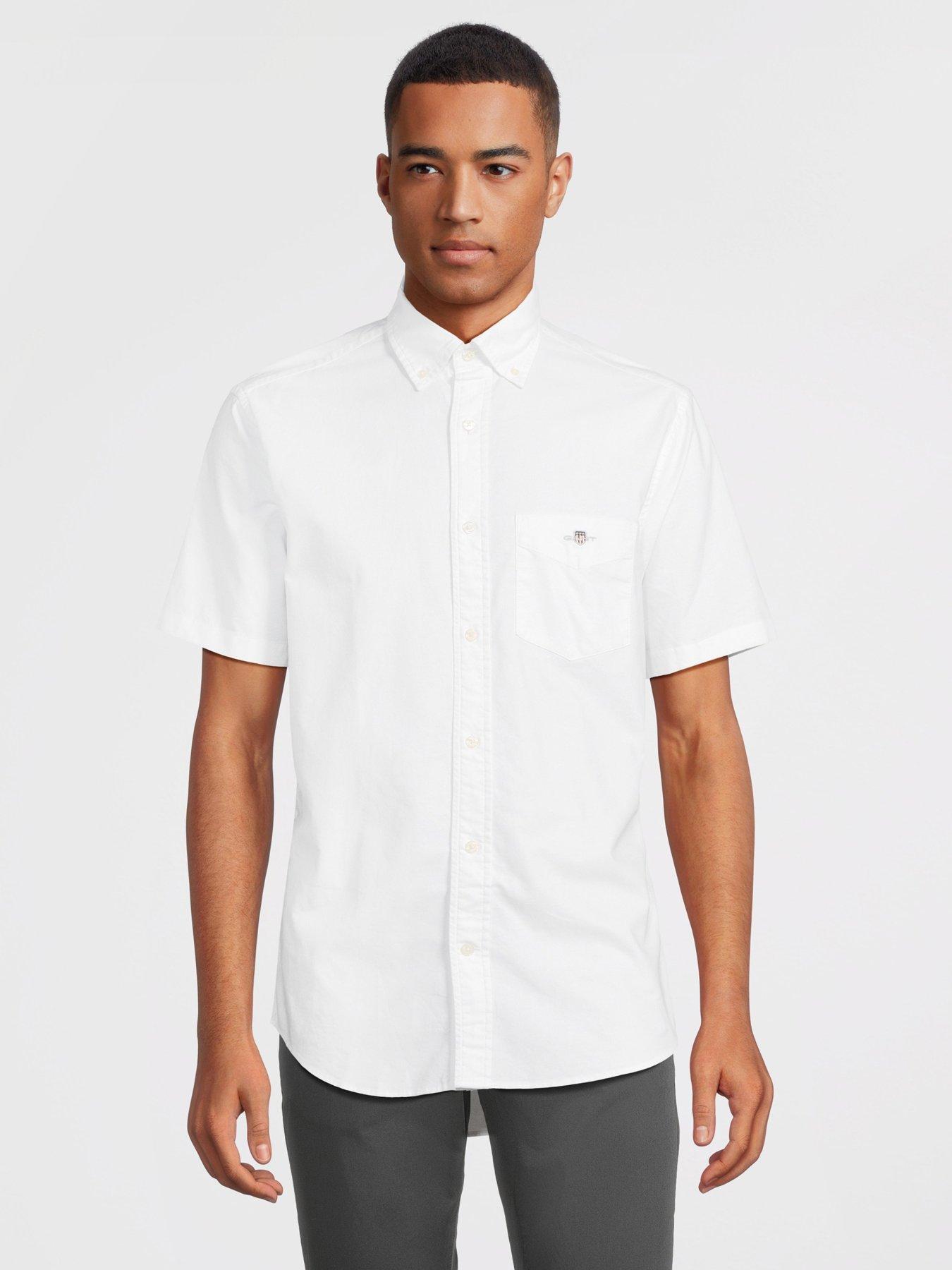 Image 1 of 5 of GANT Regular Fit Short Sleeve Oxford Shirt - White