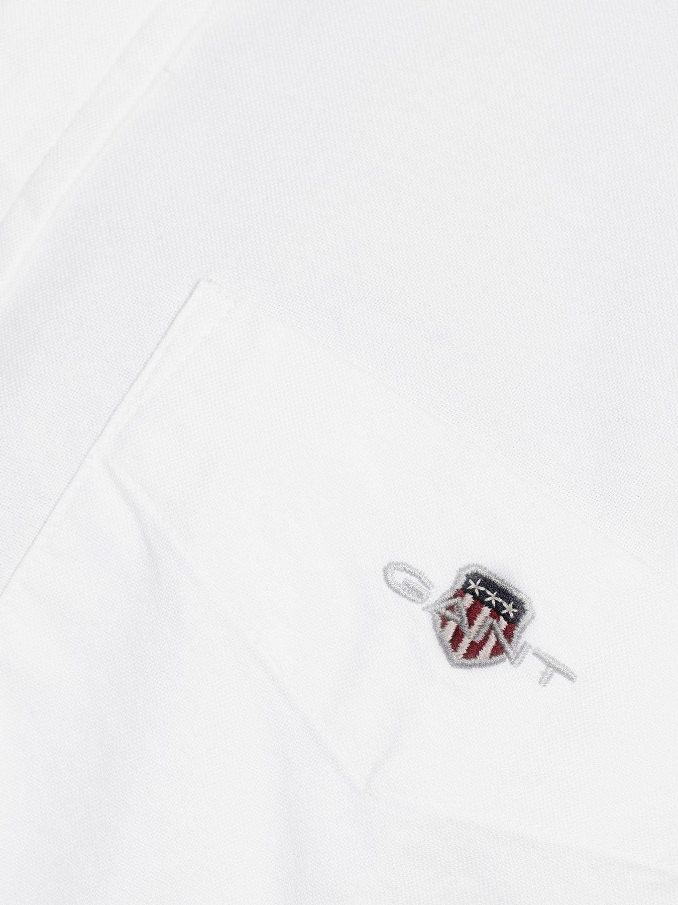 Image 4 of 5 of GANT Regular Fit Short Sleeve Oxford Shirt - White