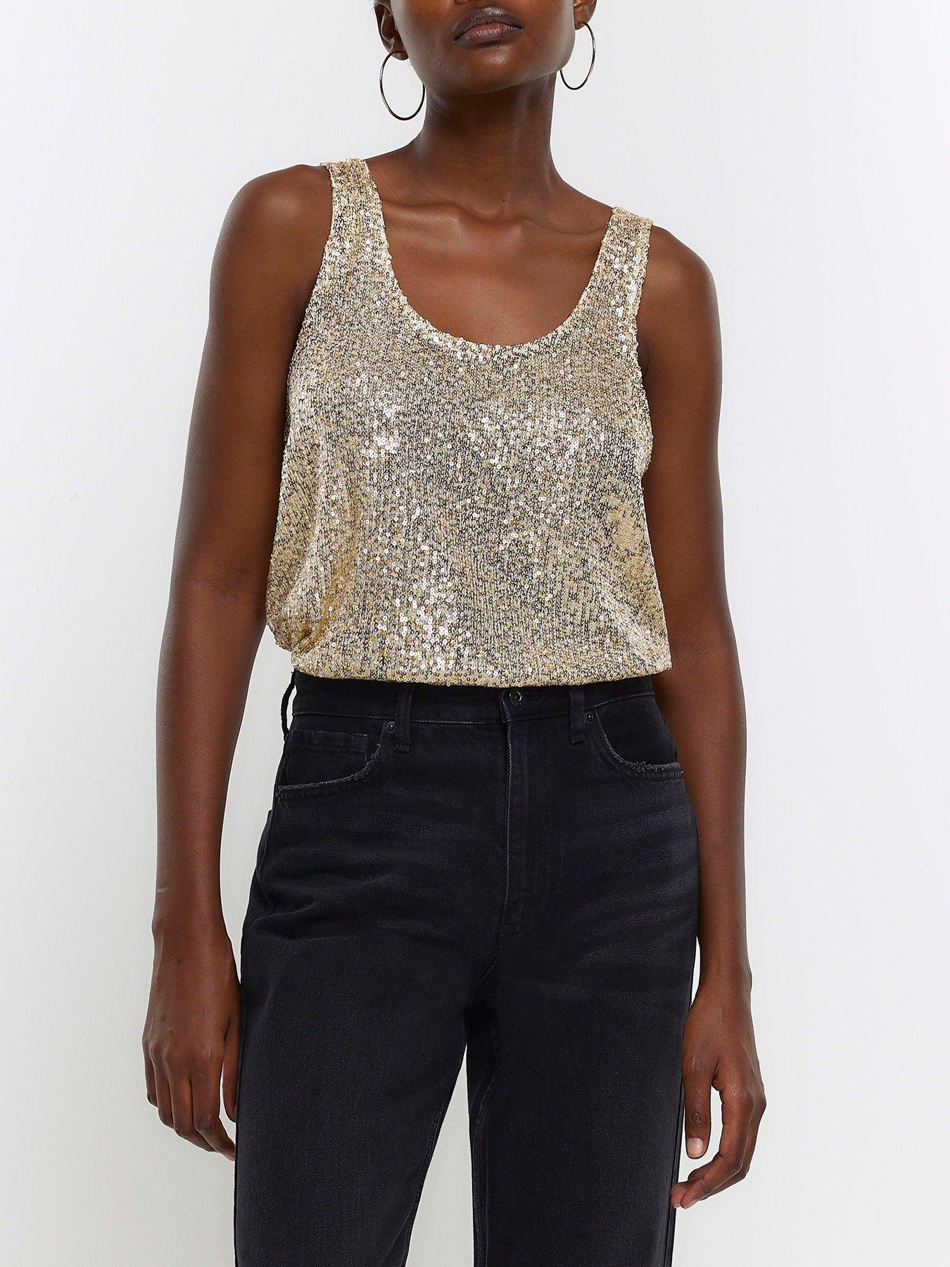 River island gold hot sale sequin top